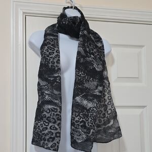Charming Charlie Black and Gray Animal Print Scarf
